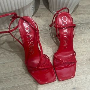 Red Calvin Klein straps heels